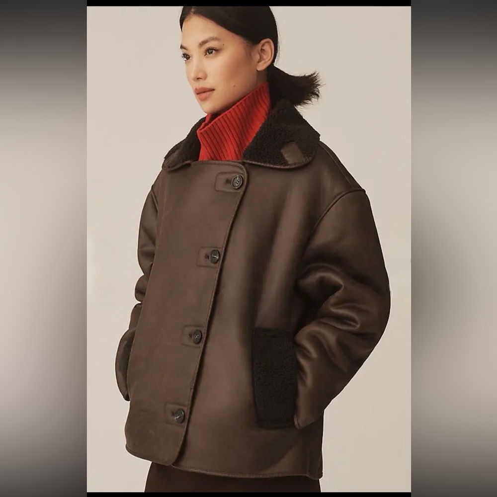 Anthropologie Pilcro Faux-Shearling Cocoon Jacket